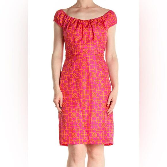 Milly Silk geometric pink retro sheath dress size‎ 4 - Picture 1 of 7